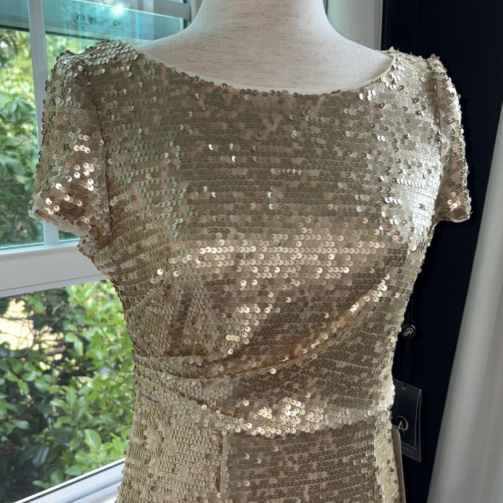 Adrianna Papell Gold Sequin Cocktail Dress NWT